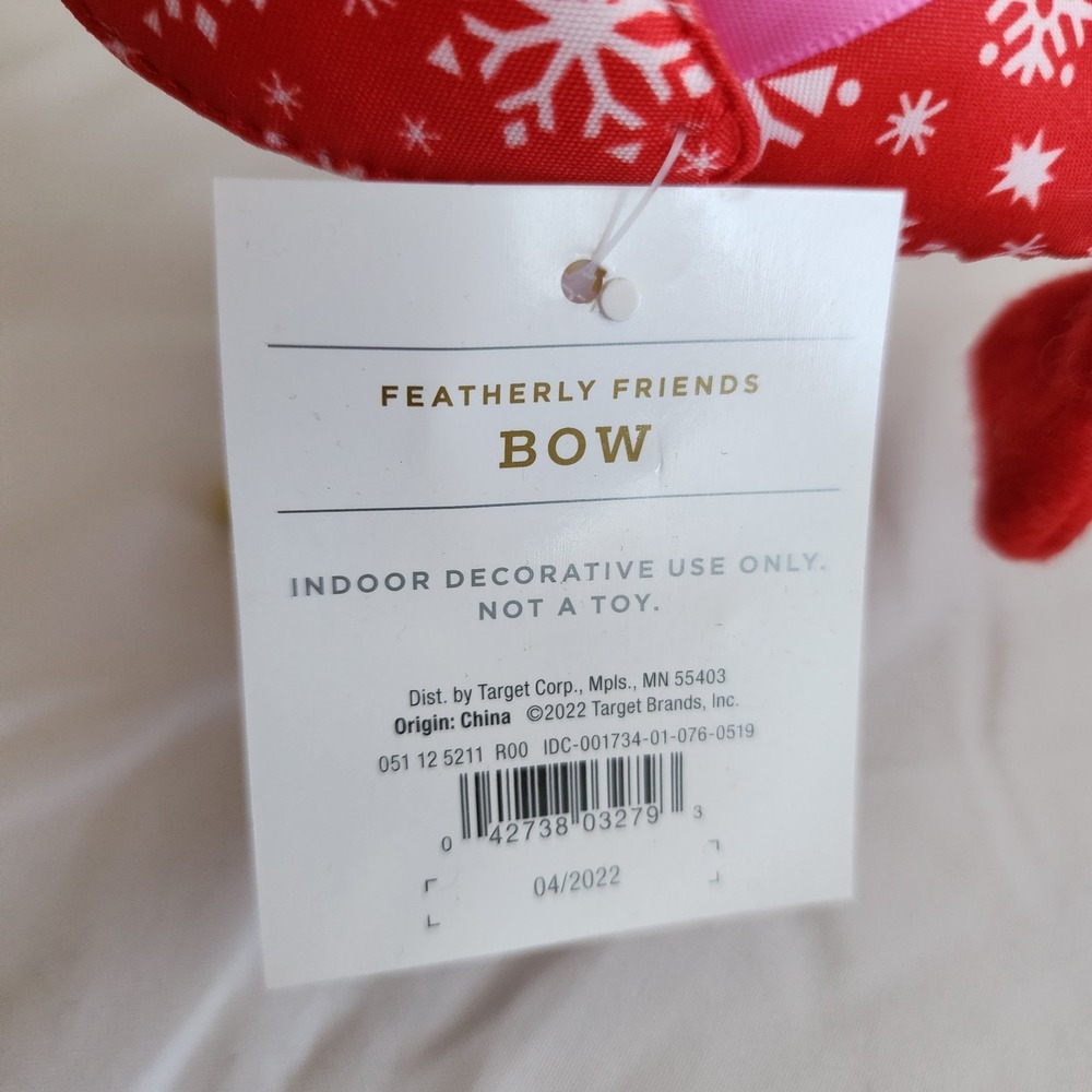 New Target Wondershop Holiday 2022 Christmas Fabric Bird Featherly‎ Friends Bow - Picture 5 of 5